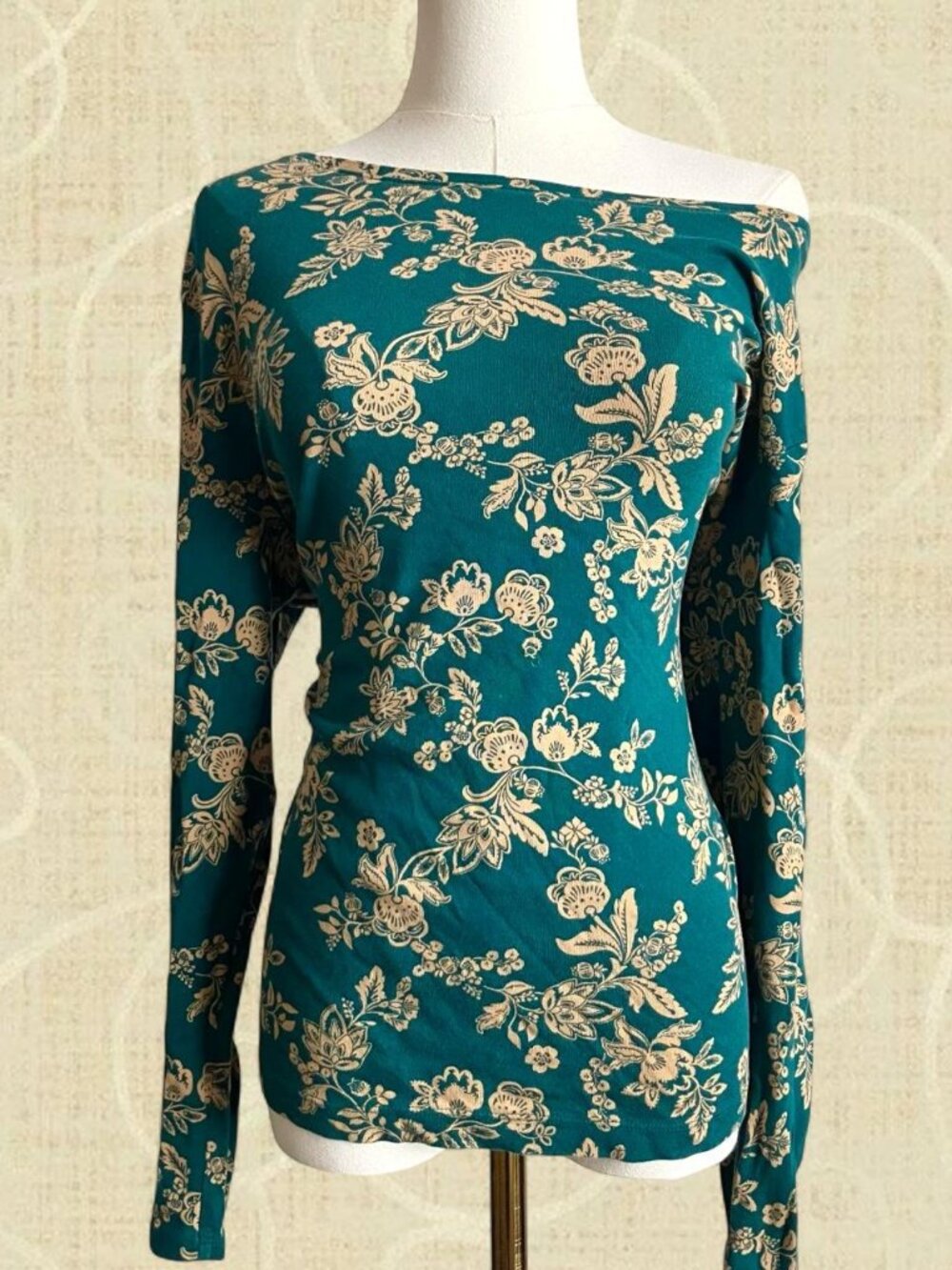 Croft & Barrow Teal Floral Long Sleeve Top